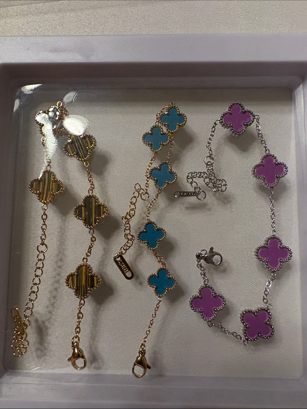 3 Clover bracelet tiger, blue and purple